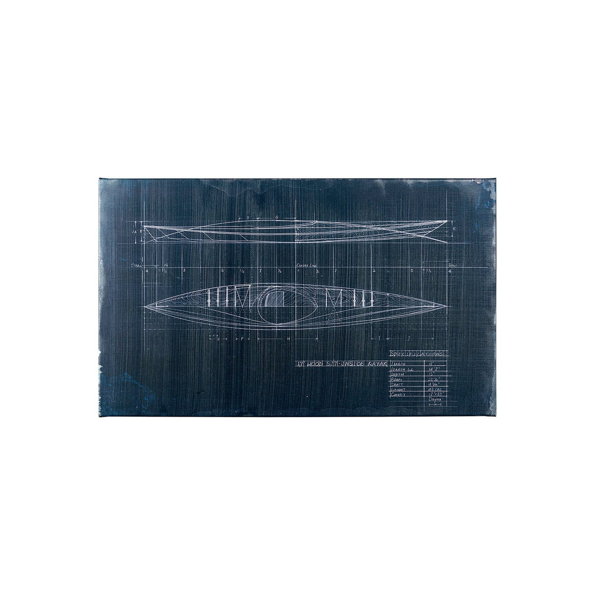 Kayak Blueprint by Fiona H a Hand Embellished Textured Canvas by Mercana at Eve Furniture