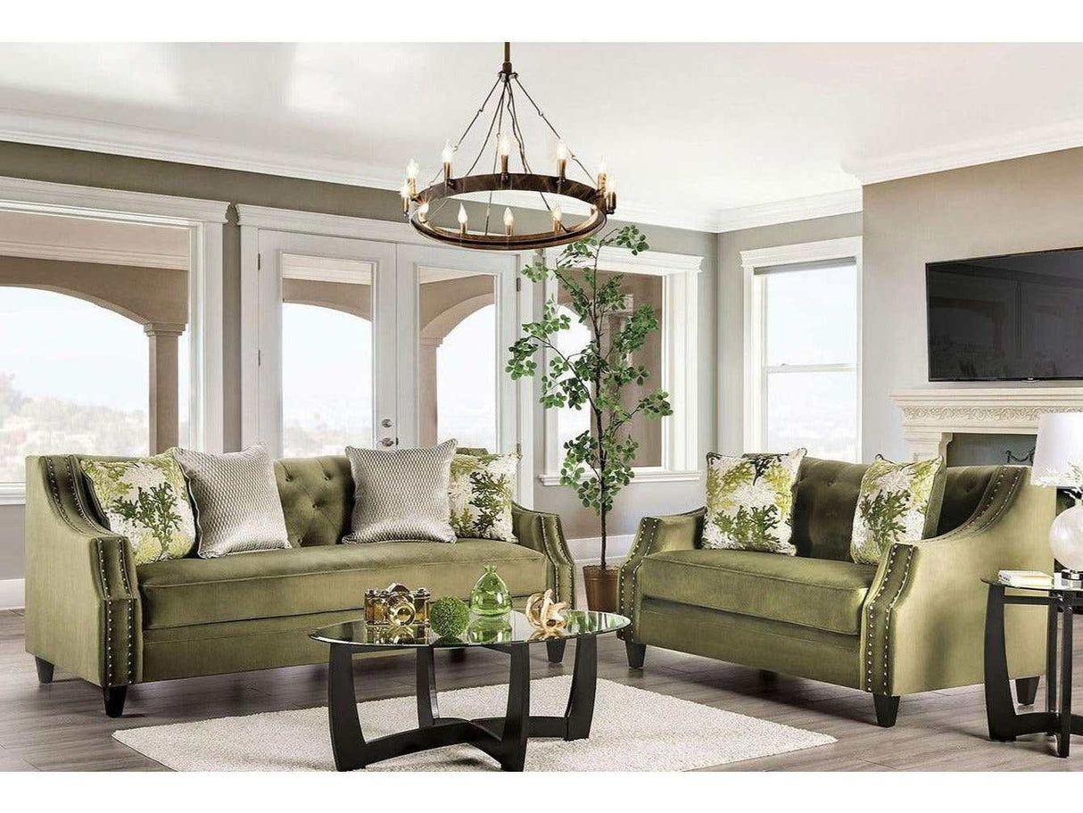 Kaye Green Stationary Sofa & Loveseat by Furniture of America at Eve Furniture