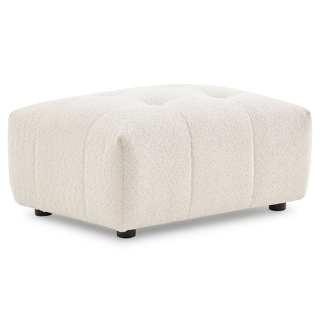 Kaynes Chic Tufted Ivory Boucle Ottoman by Ashcroft Furniture at Eve Furniture