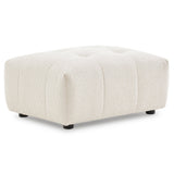 Kaynes Chic Tufted Ivory Boucle Ottoman by Ashcroft Furniture at Eve Furniture