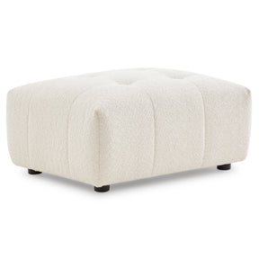 Kaynes Chic Tufted Ivory Boucle Ottoman by Ashcroft Furniture at Eve Furniture