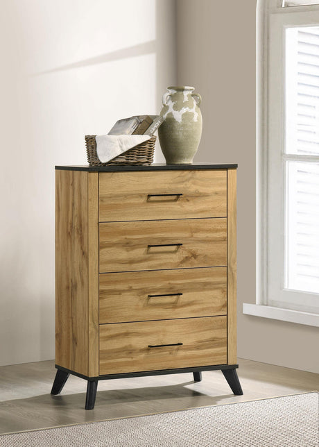 Kaywood 4-drawer Bedroom Chest of Drawers Natural Pine by Coaster at Eve Furniture