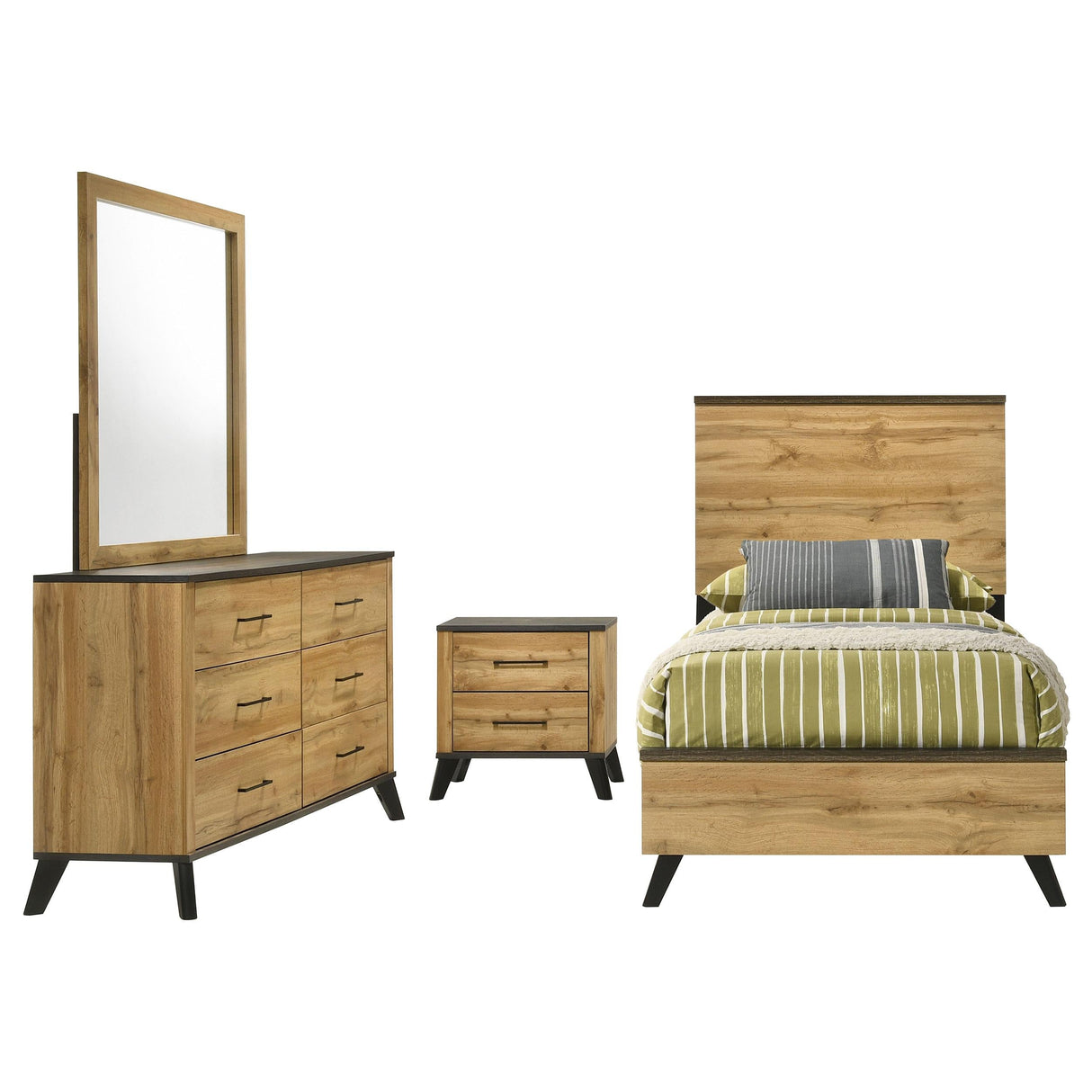 Kaywood Natural Pine 4-Piece Twin Bedroom Set