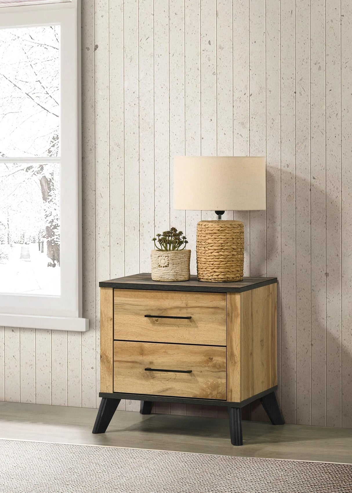 Kaywood Natural Pine 2-drawer Nightstand Bedside Table by Coaster at Eve Furniture
