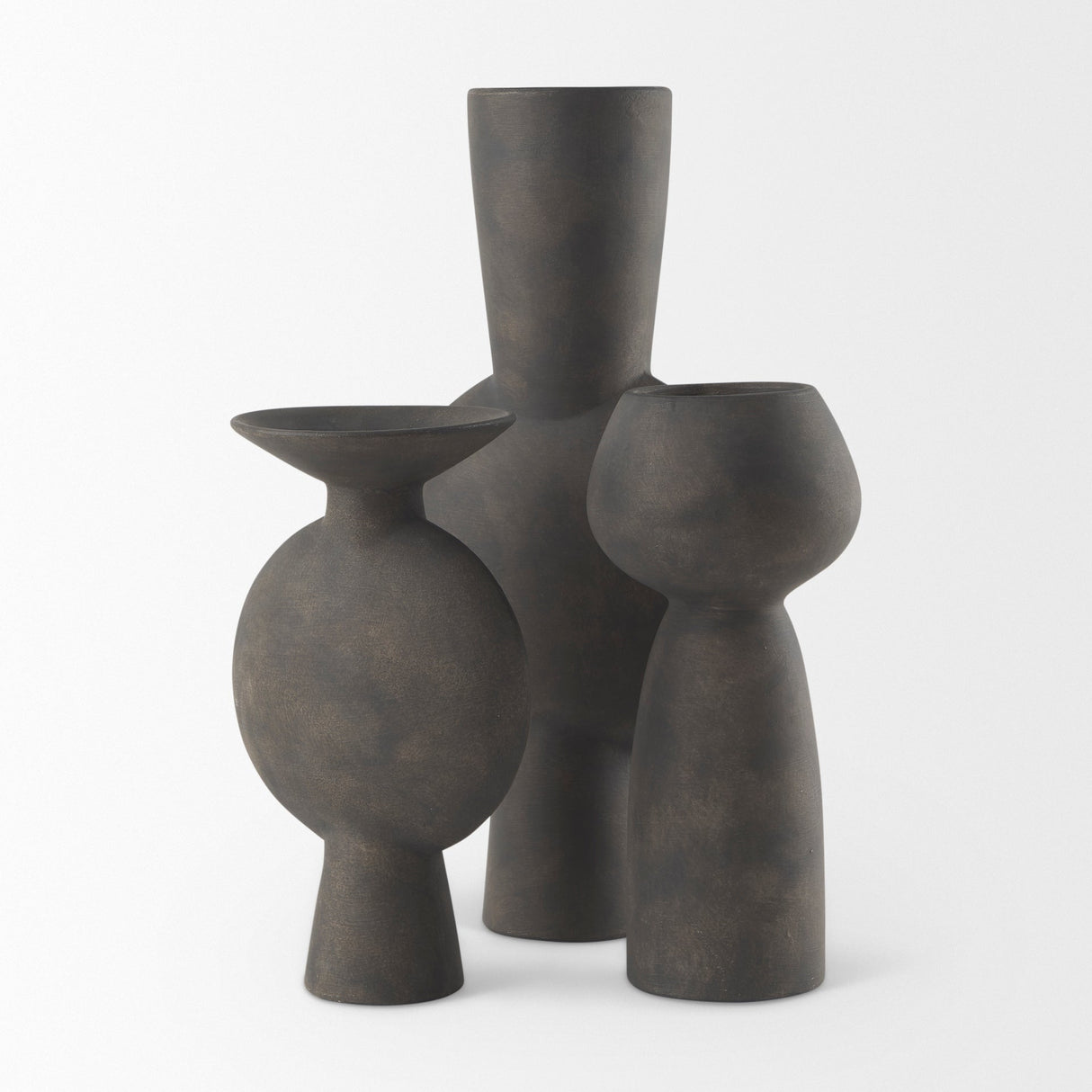 Kaz 8.3L x 3.9W x 16.7H Earthy Brown Ceramic Vase by Mercana at Eve Furniture