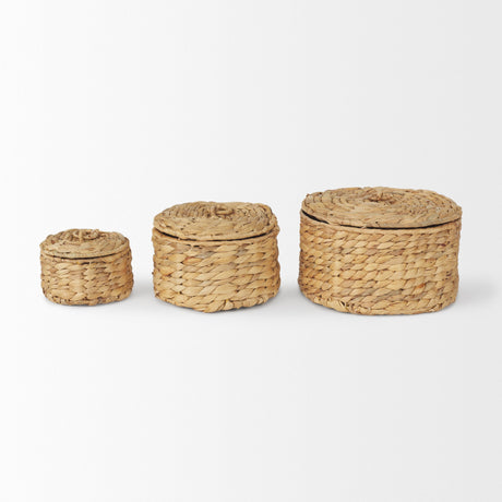 Kea Set of 3 Nesting Water Hyacinth Boxes with Lids by Mercana at Eve Furniture