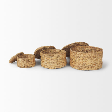 Kea Set of 3 Nesting Water Hyacinth Boxes with Lids by Mercana at Eve Furniture