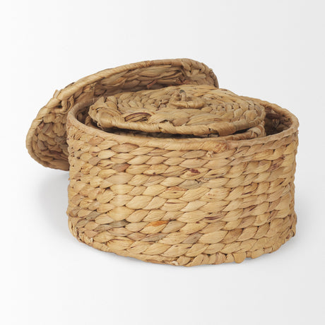 Kea Set of 3 Nesting Water Hyacinth Boxes with Lids by Mercana at Eve Furniture
