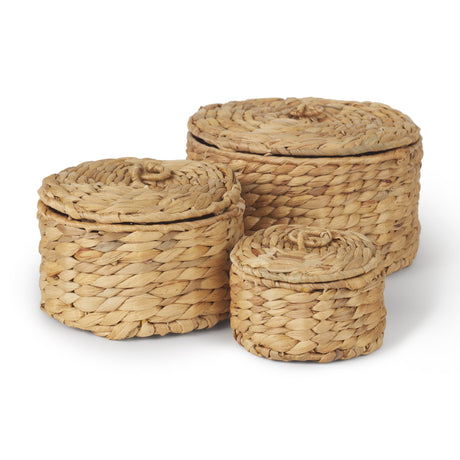 Kea Set of 3 Nesting Water Hyacinth Boxes with Lids by Mercana at Eve Furniture