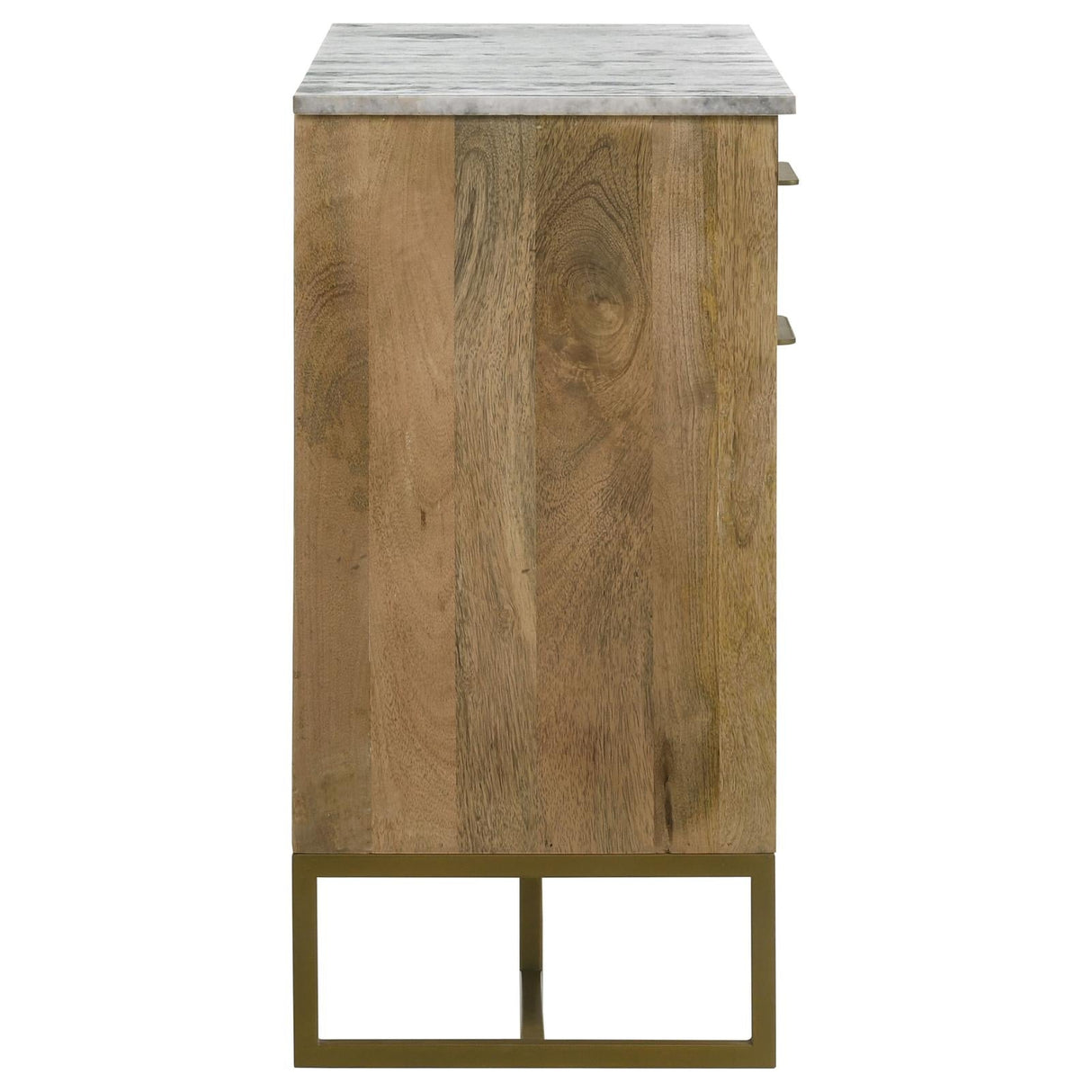 Keaton Natural/Antique Gold 2-Door Accent Cabinet with Marble Top