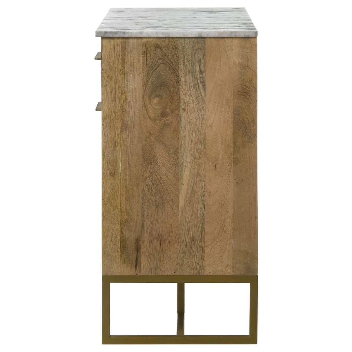 Keaton Natural/Antique Gold 2-Door Accent Cabinet with Marble Top