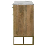 Keaton Natural/Antique Gold 2-Door Accent Cabinet with Marble Top