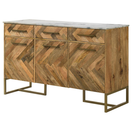 Keaton Natural/Antique Gold 3-Door Accent Cabinet with Marble Top by Coaster at Eve Furniture