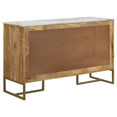 Keaton Natural/Antique Gold 3-Door Accent Cabinet with Marble Top by Coaster at Eve Furniture