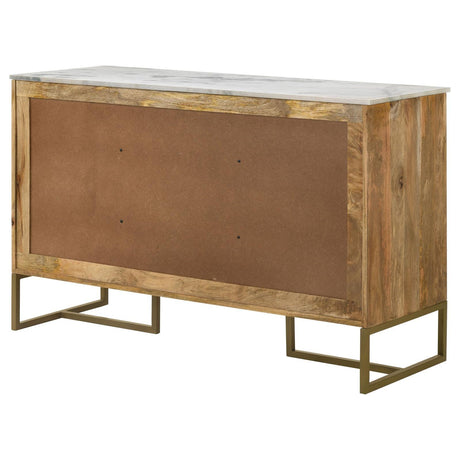 Keaton Natural/Antique Gold 3-Door Accent Cabinet with Marble Top by Coaster at Eve Furniture