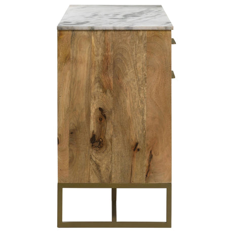 Keaton Natural/Antique Gold 3-Door Accent Cabinet with Marble Top by Coaster at Eve Furniture