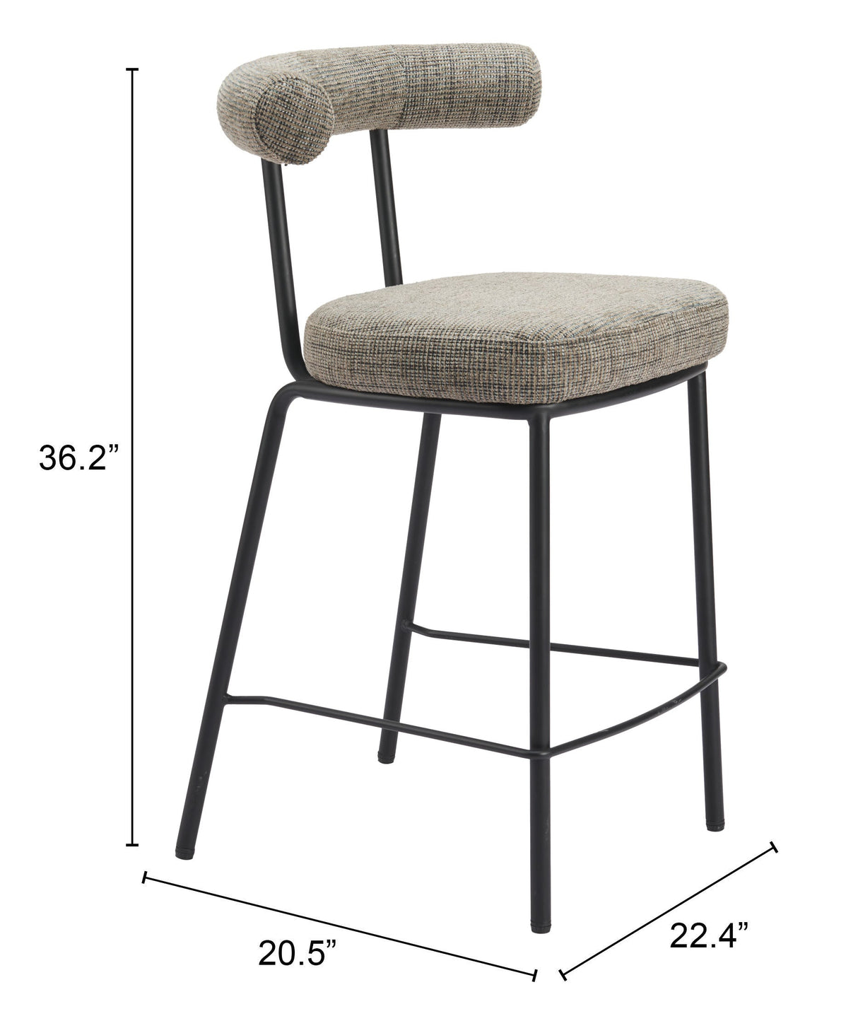 Kede Green Tweed Counter Stool by Zuomod at Eve Furniture