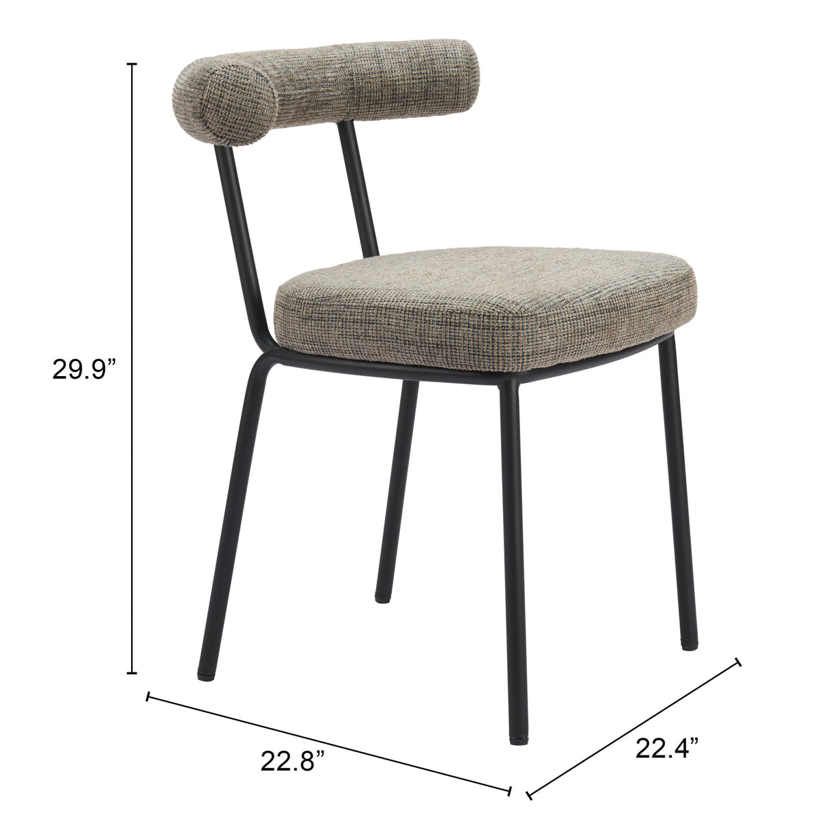 Kede Green Tweed Dining Chair (Set of 2) by Zuomod at Eve Furniture