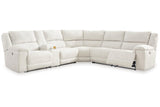 Keensburg Linen 3-Piece Power Reclining RAF Sectional by Ashley at Eve Furniture