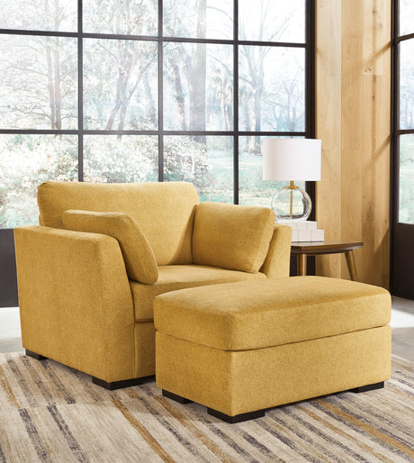 Keerwick Sunflower Chair and Ottoman by Ashley at Eve Furniture