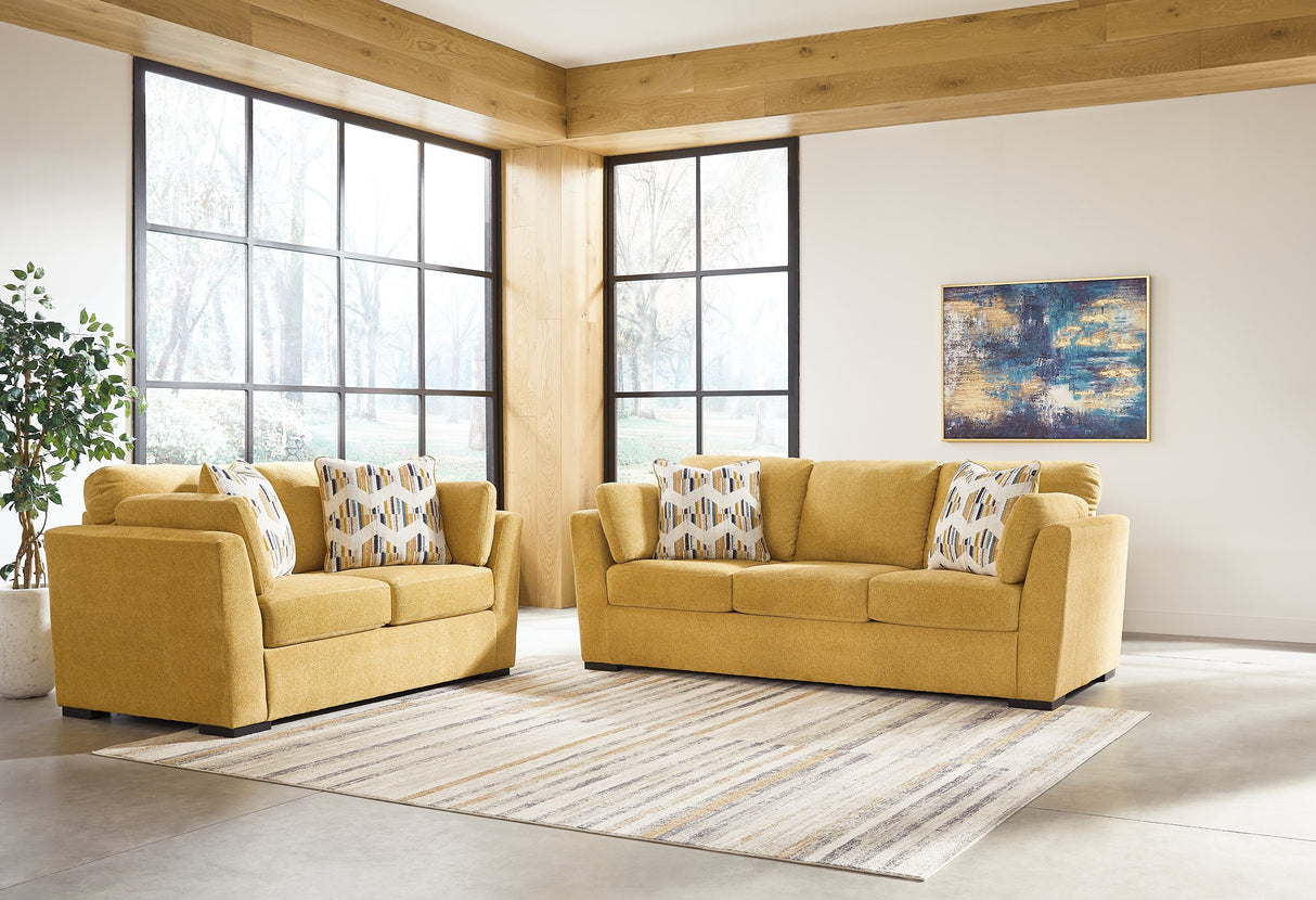 Keerwick Sunflower Sofa, Loveseat, Oversized Chair and Ottoman by Ashley at Eve Furniture