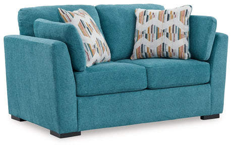 Keerwick Teal Loveseat by Ashley at Eve Furniture