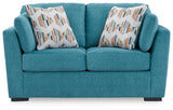 Keerwick Teal Loveseat by Ashley at Eve Furniture