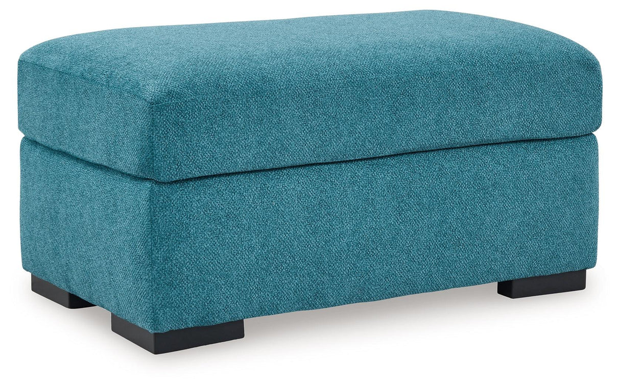 Keerwick Teal Ottoman by Ashley at Eve Furniture
