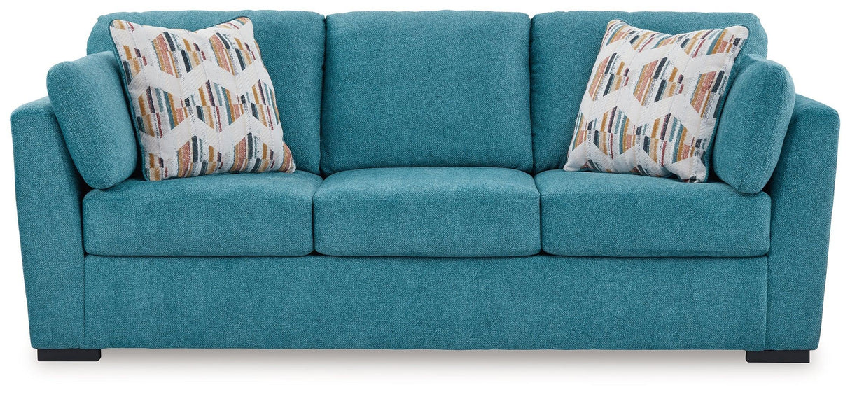 Keerwick Teal Queen Sofa Sleeper by Ashley at Eve Furniture