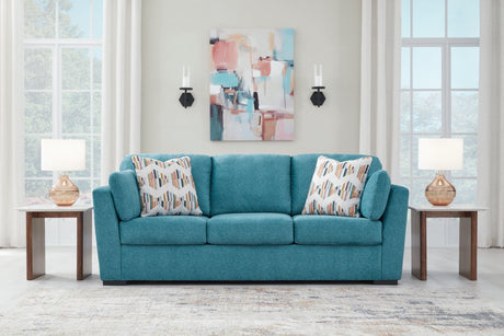 Teal blue sofa