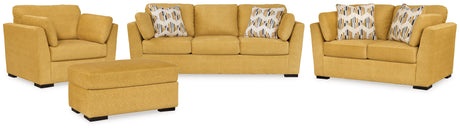 Keerwick Sunflower Sofa, Loveseat, Oversized Chair and Ottoman by Ashley at Eve Furniture
