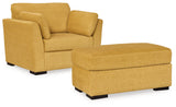 Keerwick Sunflower Sofa, Loveseat, Oversized Chair and Ottoman by Ashley at Eve Furniture