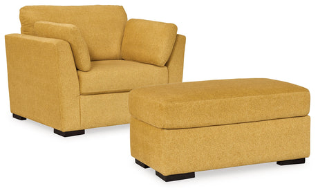 Keerwick Sunflower Sofa, Loveseat, Oversized Chair and Ottoman by Ashley at Eve Furniture