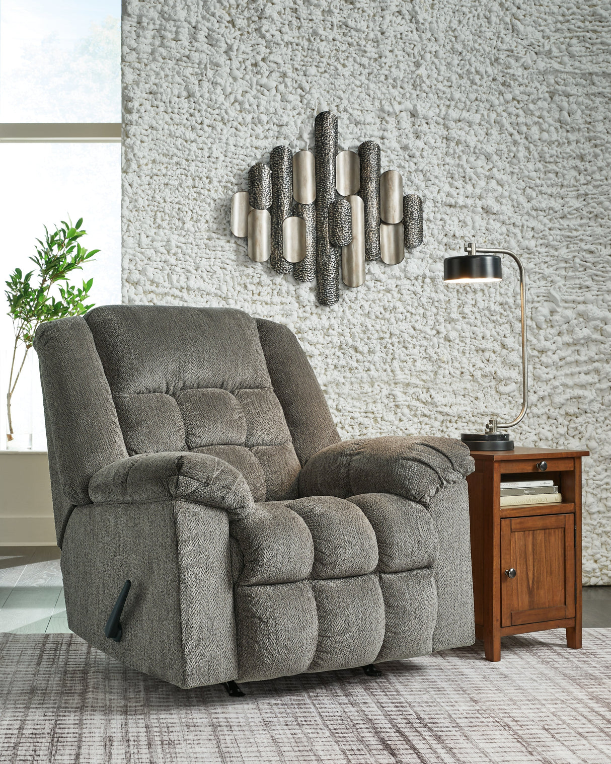 Kegler Putty Recliner by Ashley at Eve Furniture