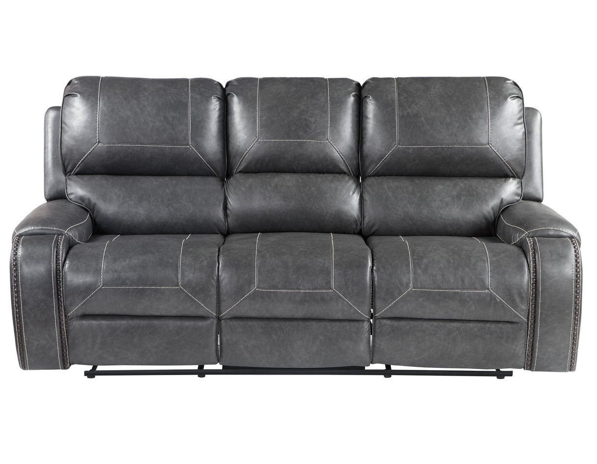 Keily Grey Reclining Sofa with Drop-Down Table by Steve Silver at Eve Furniture