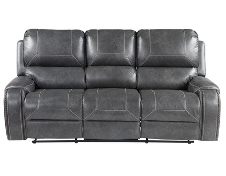 Keily Grey Reclining Sofa with Drop-Down Table by Steve Silver at Eve Furniture