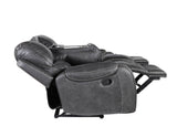 Keily Grey Reclining Sofa with Drop-Down Table by Steve Silver at Eve Furniture