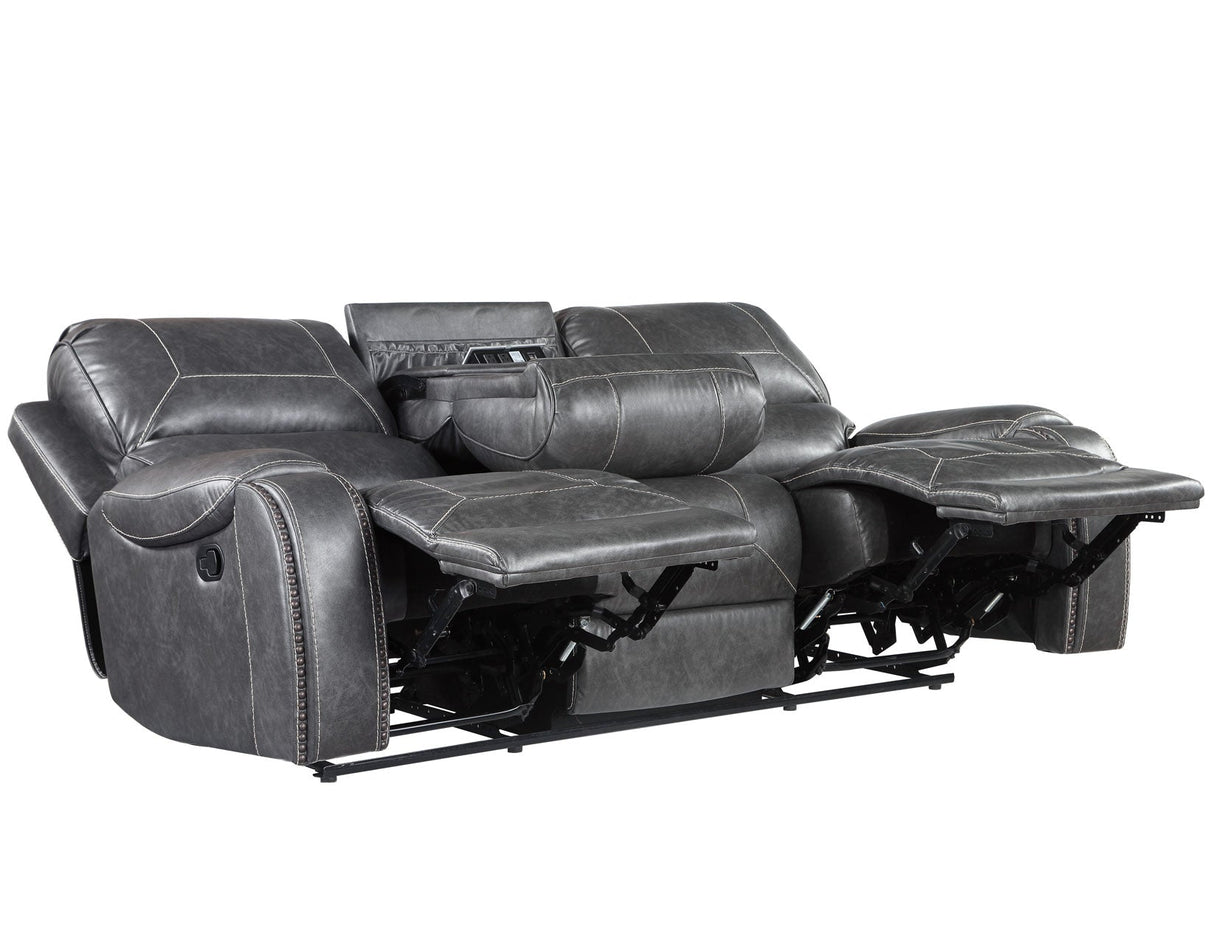 Keily Grey Reclining Sofa with Drop-Down Table by Steve Silver at Eve Furniture