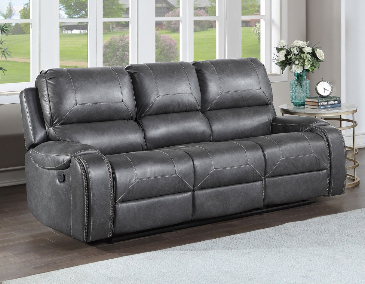 Keily Grey Reclining Sofa with Drop-Down Table by Steve Silver at Eve Furniture
