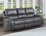 Keily Grey Reclining Sofa with Drop-Down Table by Steve Silver at Eve Furniture