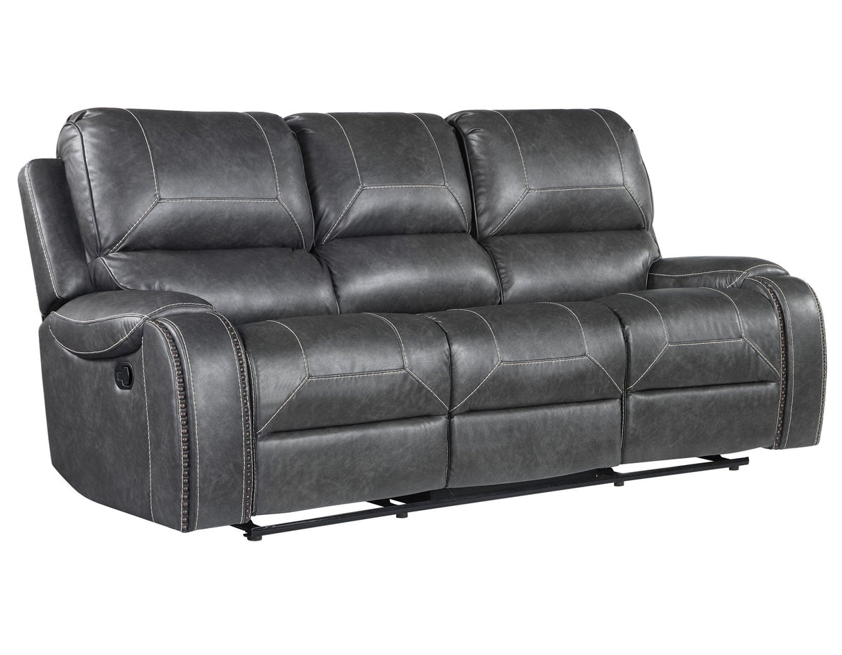 Keily Grey Reclining Sofa with Drop-Down Table by Steve Silver at Eve Furniture