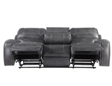 Keily Grey Reclining Sofa with Drop-Down Table by Steve Silver at Eve Furniture
