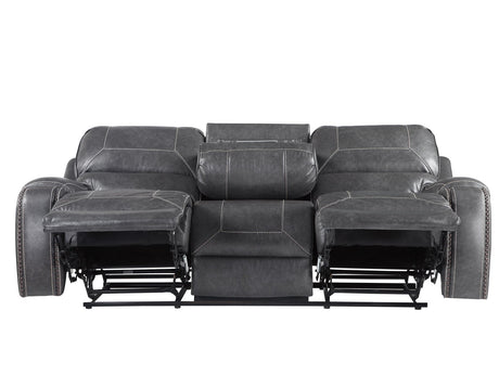 Keily Grey Reclining Sofa with Drop-Down Table by Steve Silver at Eve Furniture