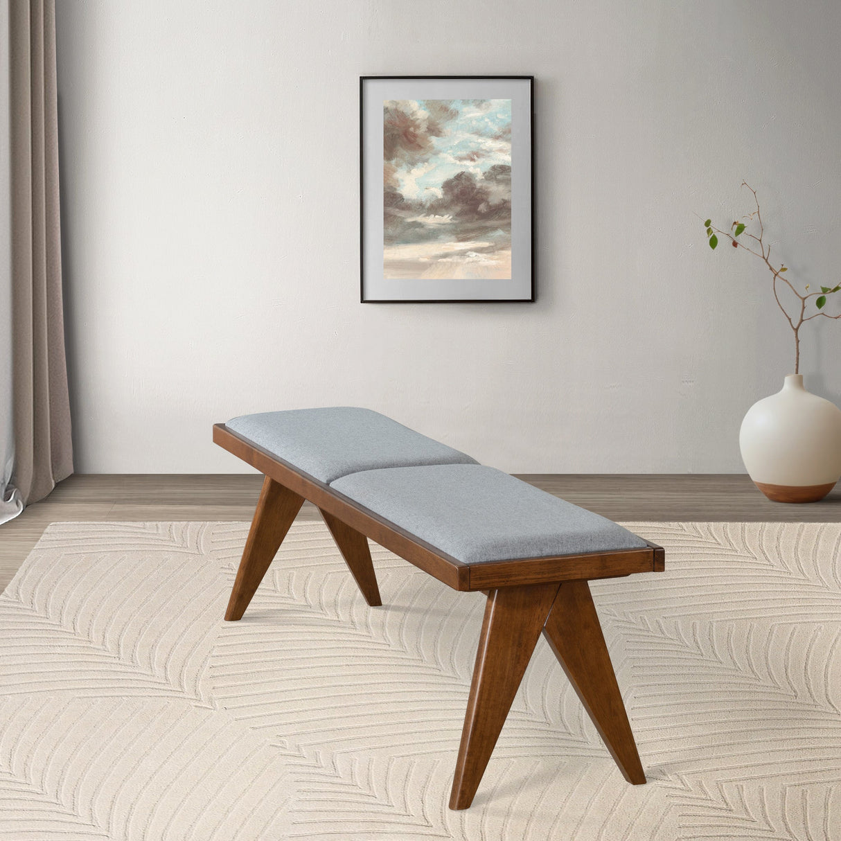 Keira Bench (Grey Fabric) by Ashcroft Furniture at Eve Furniture