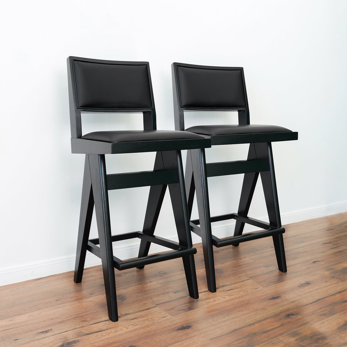 Keira Black PU Bar Stool (Set of 2) by Ashcroft Imports at Eve Furniture