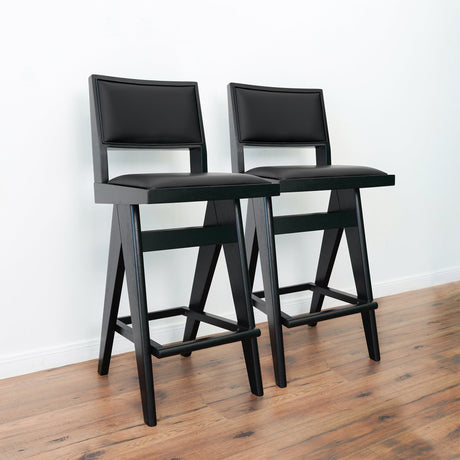 Keira Black PU Bar Stool (Set of 2) by Ashcroft Imports at Eve Furniture