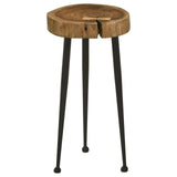 Keith Natural and Black Round Wood Top Side Table by Coaster at Eve Furniture