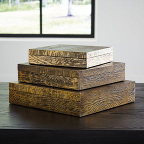 Keldy Antique Brass Finish Box by Ashley at Eve Furniture