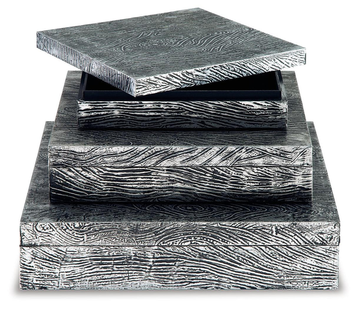 Keldy Antique Pewter Finish Box by Ashley at Eve Furniture