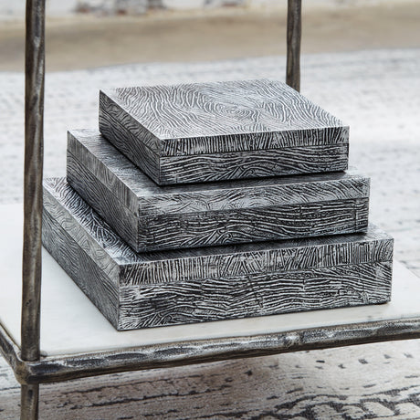 Keldy Antique Pewter Finish Box by Ashley at Eve Furniture